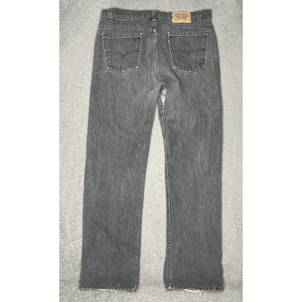 Vintage Levis 505 Jeans Mens 38x32 Black Denim Regular Fit Straight Leg USA Made